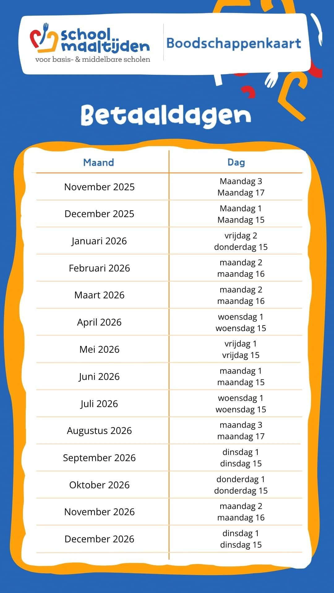 betaaldagen 2025 - 2026